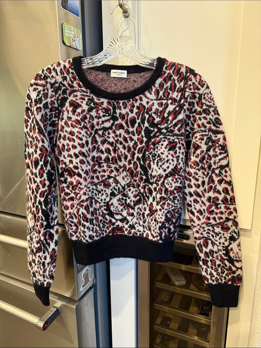 Saint Laurent Mohair Crewneck Sweater, Leopard Print, Excellent condition, S